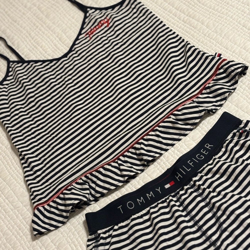 Tommy Hilfiger Women's Black and White Striped Pajama Set - Picture 4 of 7